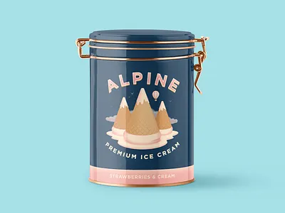 Ice Cream Packaging adobe illustrator alps branding design dribbbleweeklywarmup hot air balloon ice cream illustration logo mountains packaging texture typography vector
