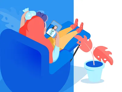 Healthcare app app character design device doctor flat health health app healthcare home landing page medical app medicine plant sick sofa tablet vector website