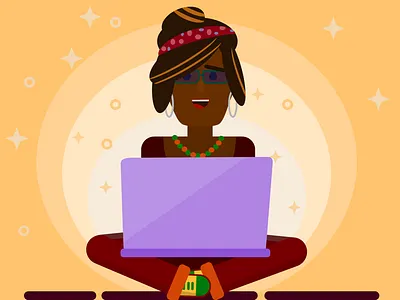 Happy working woman affinity art affinity designer affinity illustration illustration vector art vector character vector illustration vector laptop working woman