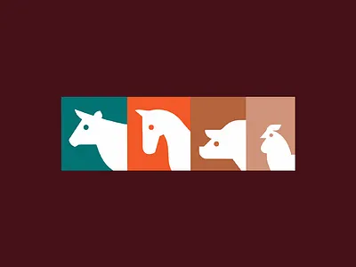 Animals chicken colors cow creative horse illustration logo minimalist pig