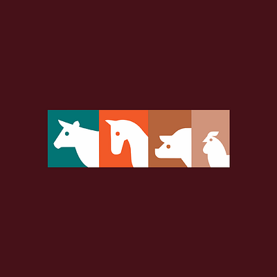 Animals chicken colors cow creative horse illustration logo minimalist pig