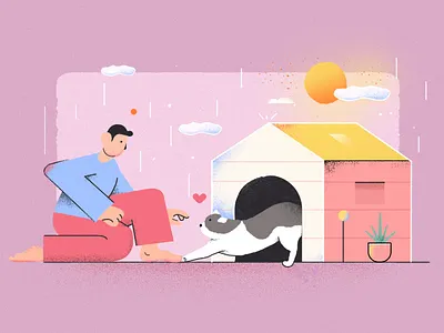 Feeding stray animals animal feed illustration sun