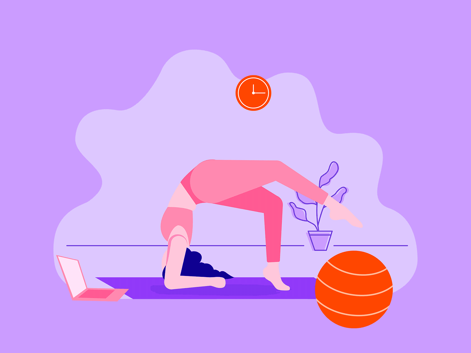 Yoga App animation animation 2d character design exercises flat girl character girl illustration health healthcare illustration lottie motion graphic plant room ui vector yoga yoga app yoga pose