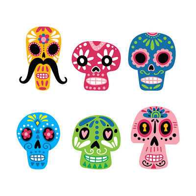 Mexican skulls design illustration vector