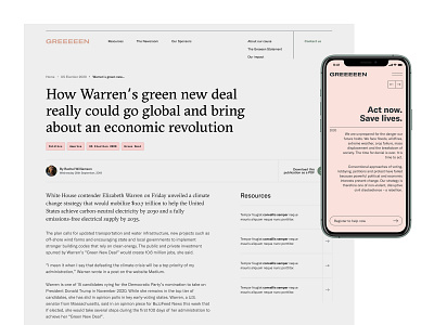 G R E E E E N article climate change climatechange environment green layout news ui ux