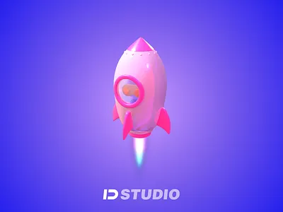 the new 3D-Rocket-icon 3d c4d icon illustration new pink rocket sky universe 设计
