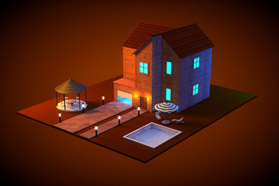 Village home 3d 3d art 3d artist cinema4d design design art graphic home house illustration pool sweet