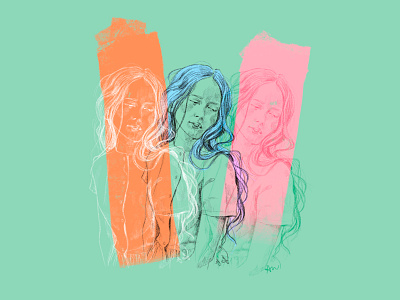 Sisters branding design digital illustration drawing green illustration orange pink procreate product sketch