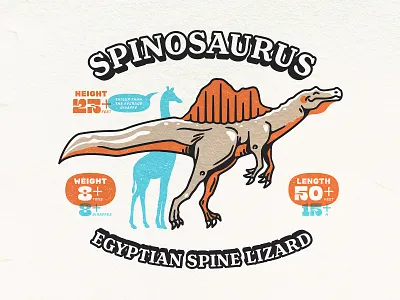 Spinosaurus Info Sheet Detail character dinosaur emblem fossil illustration illustrator logo spinosaurus vector