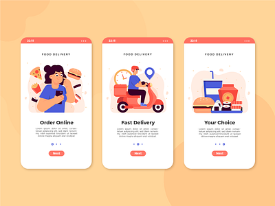 Food Delivery Onboarding 2d art delivery app flat freebie illustration onboarding screen ui vector