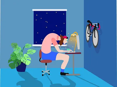 Coding and biking concept design drawing illustration