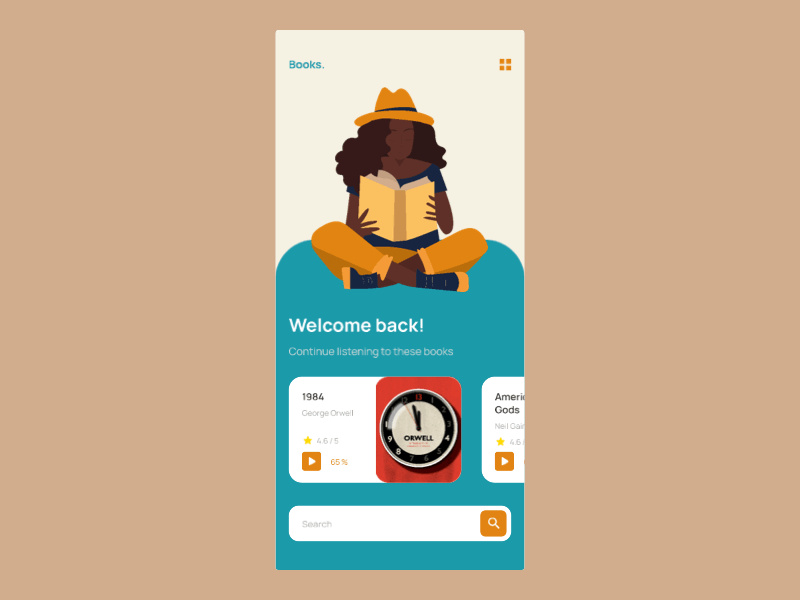 Books app app concept app design audiobook concept design flat minimal minimalism ui