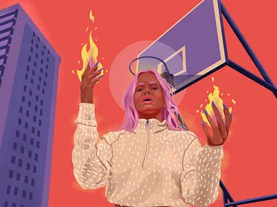 Urban Saint baseball blacklivesmatter blackout building city color face feminist fire girl godess hipster holy portrait power saint social sport style urban