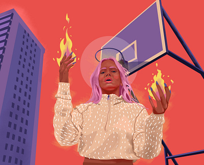 Urban Saint baseball blacklivesmatter blackout building city color face feminist fire girl godess hipster holy portrait power saint social sport style urban