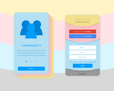 DailyUI #001 - Sign Up adobe illustrator adobe xd app archery color colorful daily 100 challenge daily ui dailyui design sign up theoretical ui ux vibrant