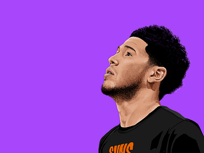 Devin Booker basketball illustration ipad nba phoenix phoenix suns portrait procreate suns