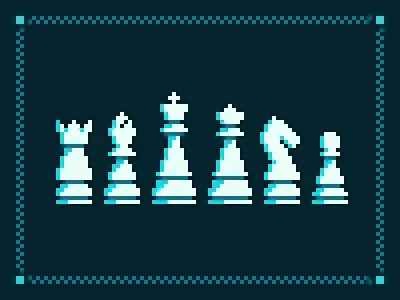 Pixel Chess Pieces chess contrast dark frame game grid pattern pieces pixel retro simple