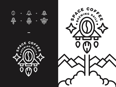 Space Coffee branding case study coffee icon illustration logo logo design process rocket space