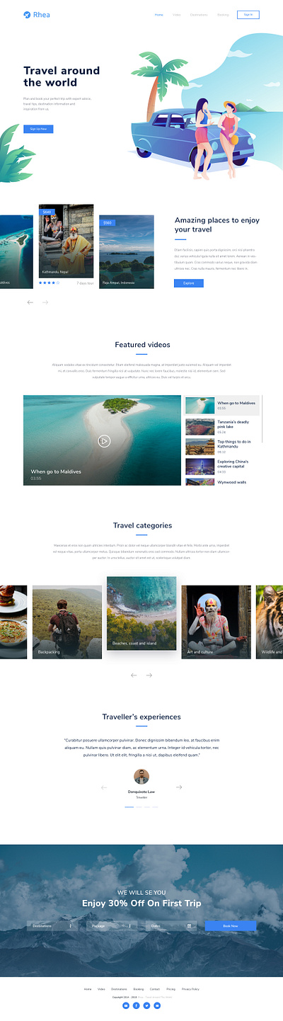 Rhea Travel Landing Page