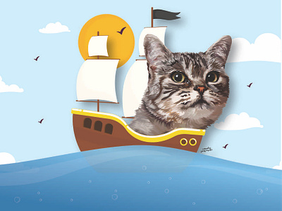 The Sailor Cat animal art cat cute design dog illustration pet puppy vector