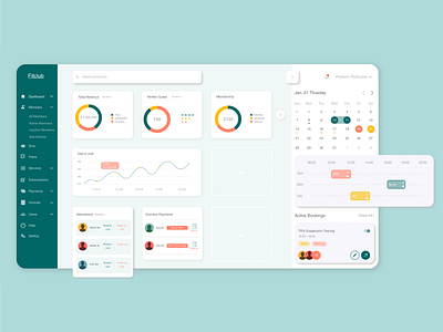 Fitclub Dashboard analytical dashboard dashboard design design illustration platform design ui ux uxdesign