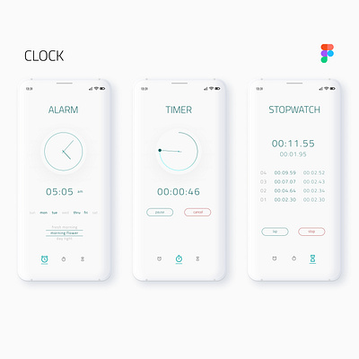 Minimal clock app clock clock app dailyui design figma figmadesign illustration minimal minimalism ui ui design uidesign uiux vector