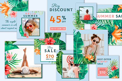 TROPICAL - Instagram Puzzle banner blog branding design instagram instagram template photoshop puzzle social media template travel tropical