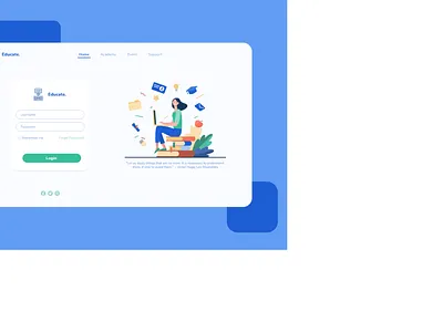 Educate. Login Page design icon illustration ui web