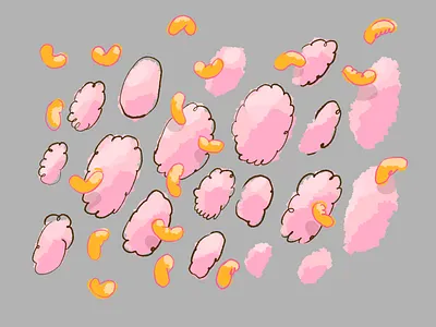 Clouds and abstract shapes floating sketch abstract blobs bright drawn hand drawn shapes