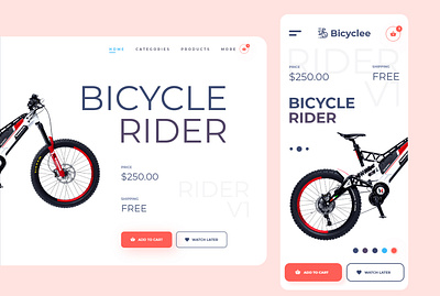 Web UI Bicycle Store app solution design landing page ui minimal ui ux vector web web solution webdesign