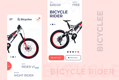 Bicycle Store App UI design icon illustration landing page ui minimal ui ux vector web webdesign