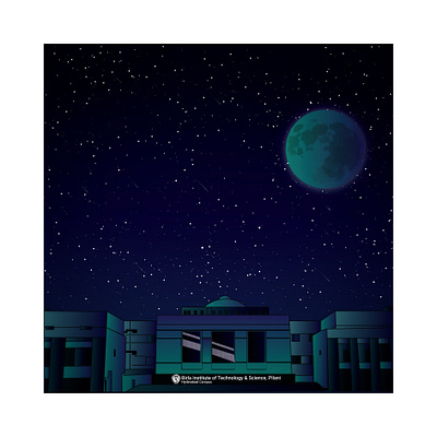 Moon Lit bits blues campus hyderabad illustration night starry sky stars