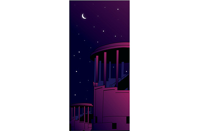 Campus Nights bits campus chill hyderabad illustration night purple starry sky stars