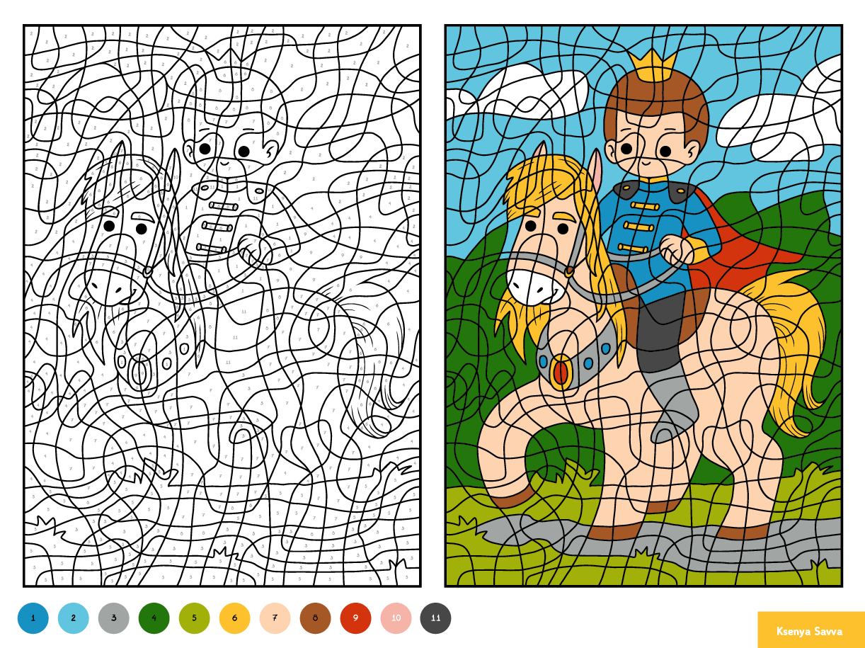 Example of Color By Number, Vector Coloring Page