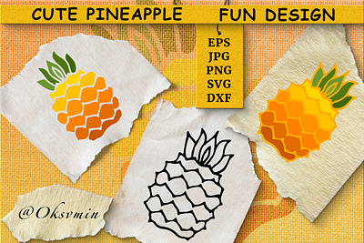 Cute Pineapple SVG file| Fun design| Funny Illustration design illustration pineapple shirt design simple svg symbol vector