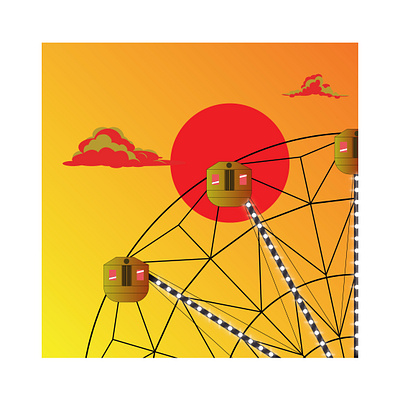 Sunset Perch ferris wheel illustration sunset