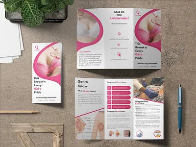 Breast Cancer Medical Trifold Brochure design branding brochure brochure design brochure template design illustration logo trifold brochure
