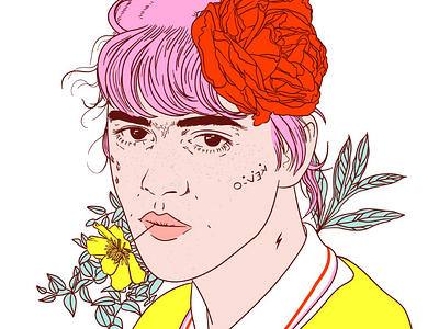 Youth London punk portrait flowers