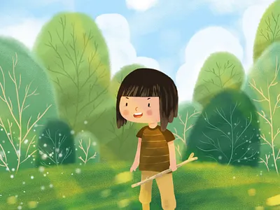 Curious Moli sees something strange childrens book childrens illustration cute illustration design digital art digital illustration digital painting happy kids nature