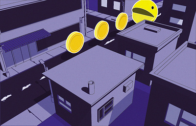 Pac-man city illustrator pacman photoshop vector