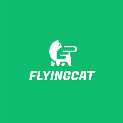 flying cat (approved design) animal cat clever creative design fly logo minimal negativespace pet simple wing