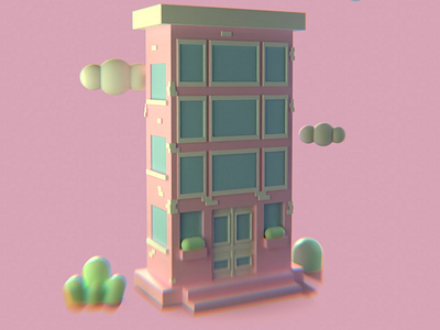 Something like home 3d 3d design 3d illustration blender composition home illustration pink