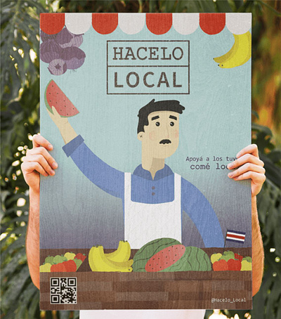 Campaign Poster: Make it Local campaign character design costa rica digital illustration digital painting farmers market illustration mockup poster art texture