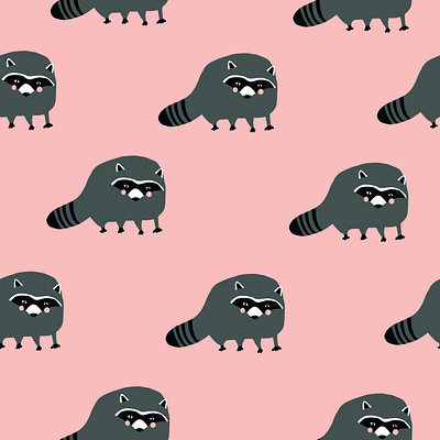 Cute seamless repeat raccoon pattern adobe fresco cute illustration pattern pink racoon repeat repeat pattern seamless simple tile