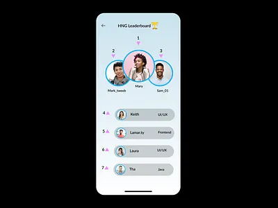HNG LEADERBOARD app design ui ux web