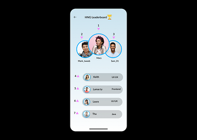 HNG LEADERBOARD app design ui ux web