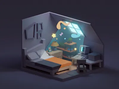 A little bit of contrast b3d blender contrast cute illustration isometric love room tiny