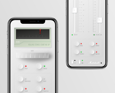Marshall Music App app design icon invision minimal music music app music app ui ui ux
