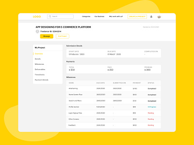 Dashboard for ongoing project! dashboad dashboard design dashboard ui freelancer freelancer platform project details sketchapp uidesigner uxdesigner web design website website design