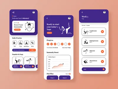 My Immunity - App design for Boost Immunity app app design concept coronavirus covid19 dribbbleshot firstshot healthcare immunity meditation mobile mobile ui ui yoga
